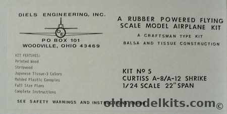 Diels Engineering 1/24 Curtiss A-8 / A-12 Shrike - 22 Inch Wingspan Scale Flying Aircraft, 5 plastic model kit
